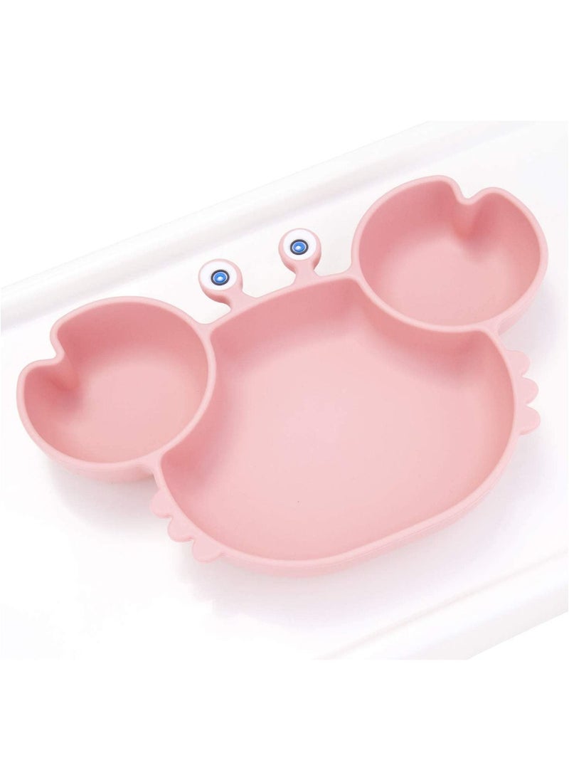 Baby Feeding Set,Silicone Baby Tableware Set Toddler Divider Plate & Bowl with Suction, BPA Free Baby Tableware Set with Adjustable Soft Silicone Bib & Utensils