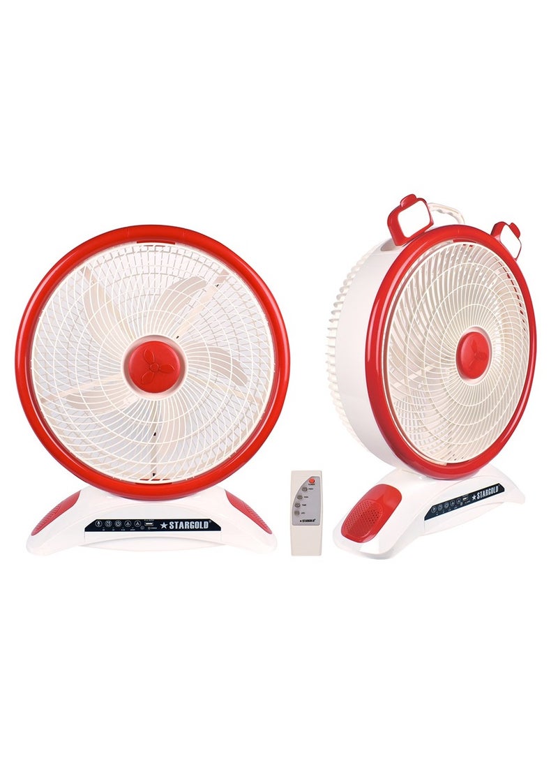 Stargold 14 Inch Rechargeable Table Fan with LED Light and Remote Control  - Image 1