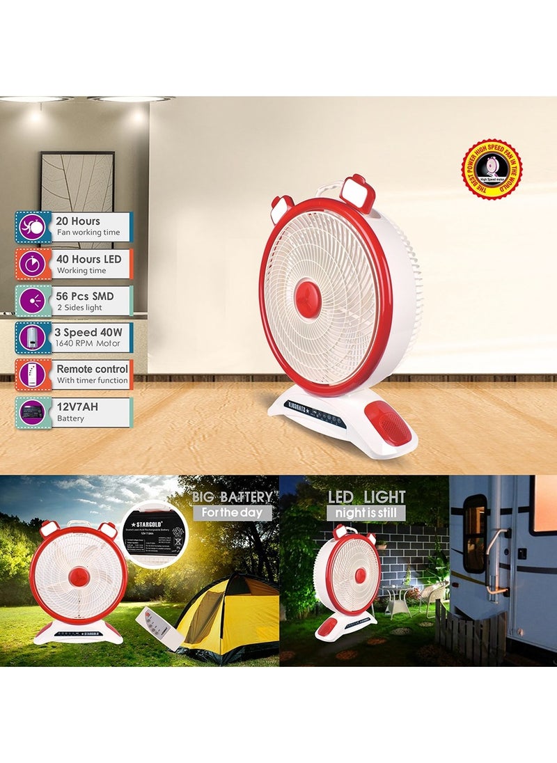 Stargold 14 Inch Rechargeable Table Fan with LED Light and Remote Control  - Image 5