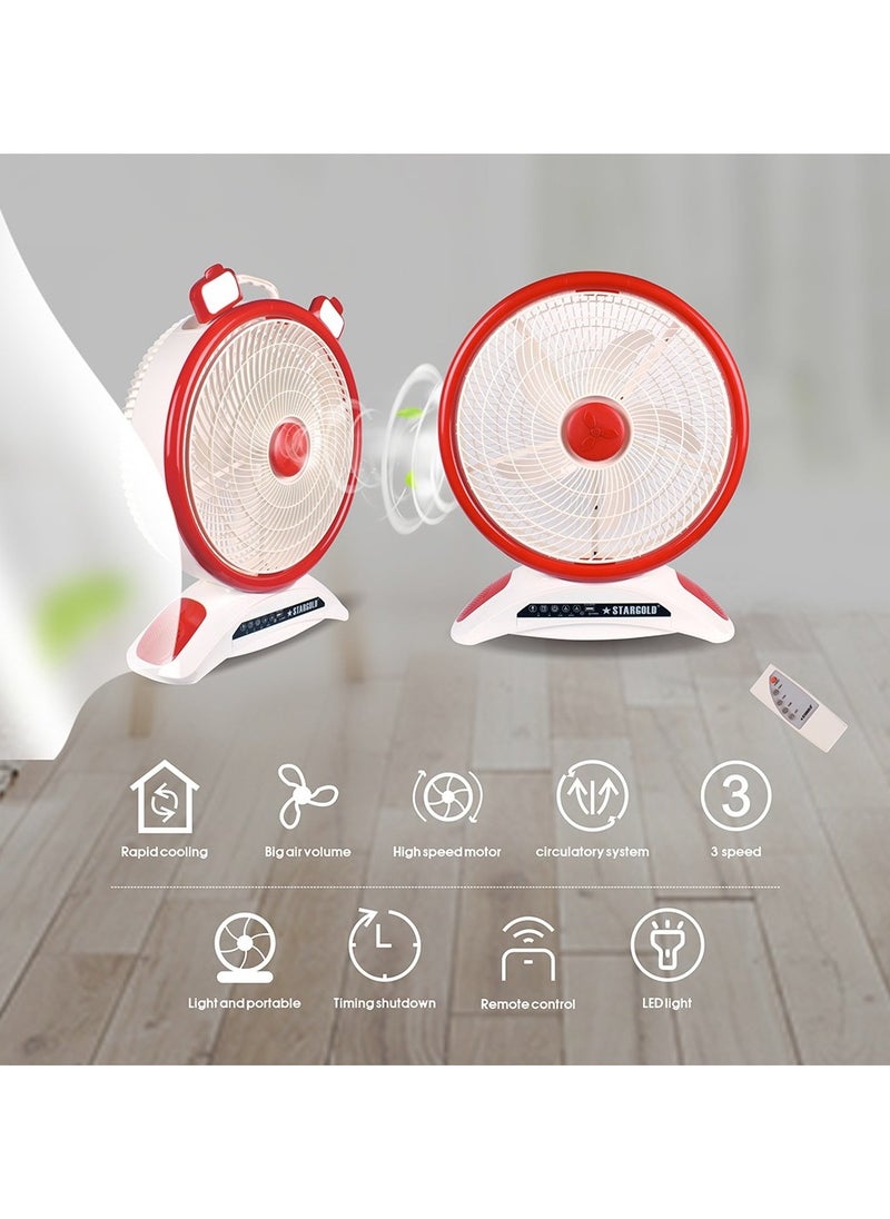 Stargold - 14 Inch Rechargeable Table Fan with LED Light and Remote Control - Image 1