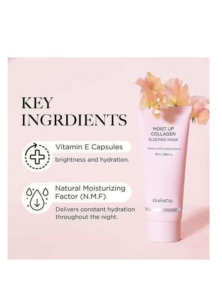 إليشكوي الكولاجين قناع النوم ، بين عشية وضحاها قناع النوم ، كريم يحتوي على فيتامين ( ه ) نيكوتيناميد ، ترطيب ، ومكافحة الشيخوخة ، تألق الرعاية ، 50ml / 1.69 فلوريدا.oz - Image 3