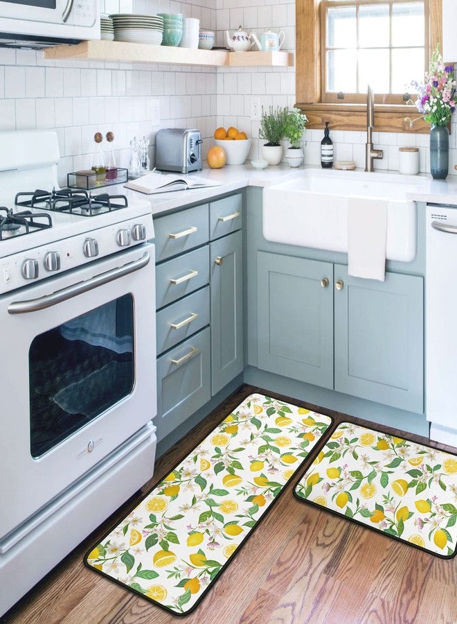 OUXIOAZ Lemon Kitchen Rugs and Mats Non Skid Washable Absorbent Microfiber Kitchen Mat for Floor Anti Fatigue Kitchen Mat Set of 2 Lemon Kitchen Decor Stain Resistant 17"x47.2"+17"x30" - Image 2