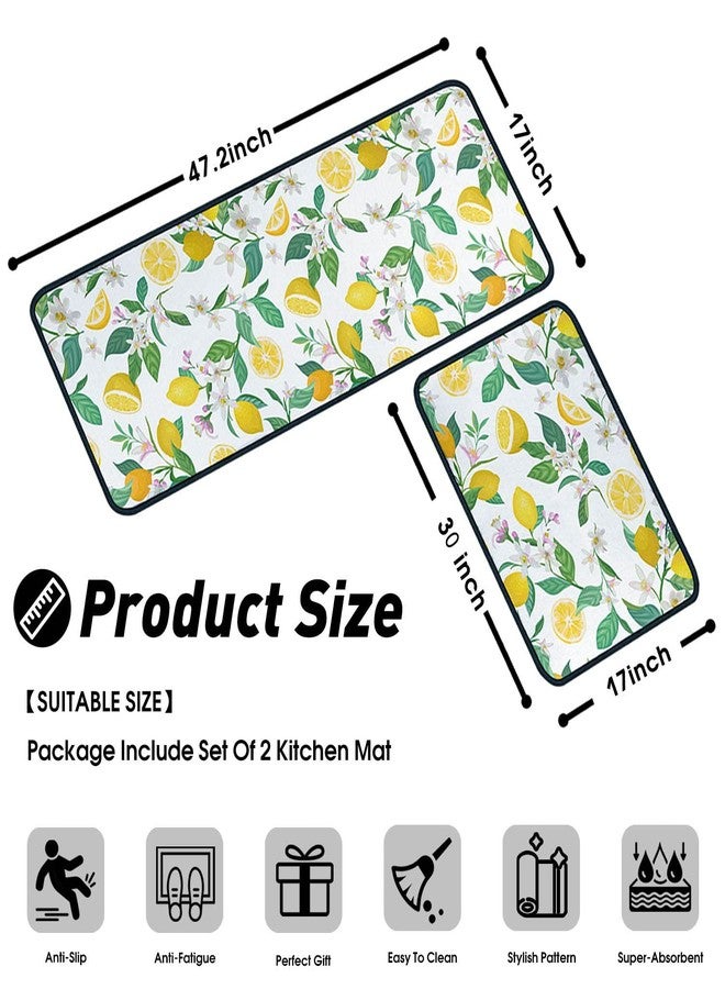 OUXIOAZ Lemon Kitchen Rugs and Mats Non Skid Washable Absorbent Microfiber Kitchen Mat for Floor Anti Fatigue Kitchen Mat Set of 2 Lemon Kitchen Decor Stain Resistant 17"x47.2"+17"x30" - Image 4