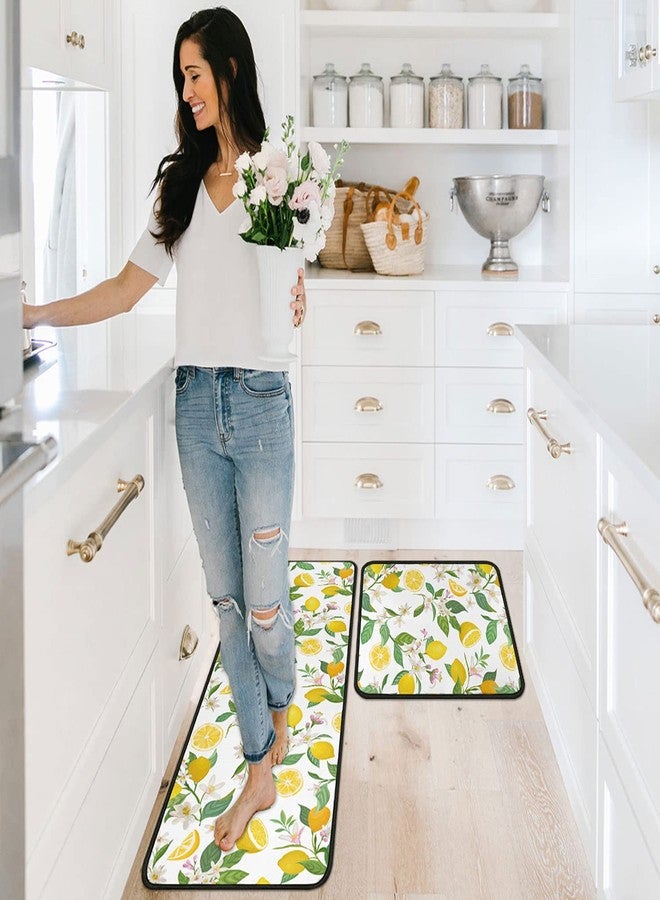 OUXIOAZ Lemon Kitchen Rugs and Mats Non Skid Washable Absorbent Microfiber Kitchen Mat for Floor Anti Fatigue Kitchen Mat Set of 2 Lemon Kitchen Decor Stain Resistant 17"x47.2"+17"x30" - Image 3