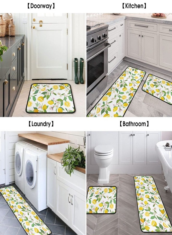 OUXIOAZ Lemon Kitchen Rugs and Mats Non Skid Washable Absorbent Microfiber Kitchen Mat for Floor Anti Fatigue Kitchen Mat Set of 2 Lemon Kitchen Decor Stain Resistant 17"x47.2"+17"x30" - Image 5