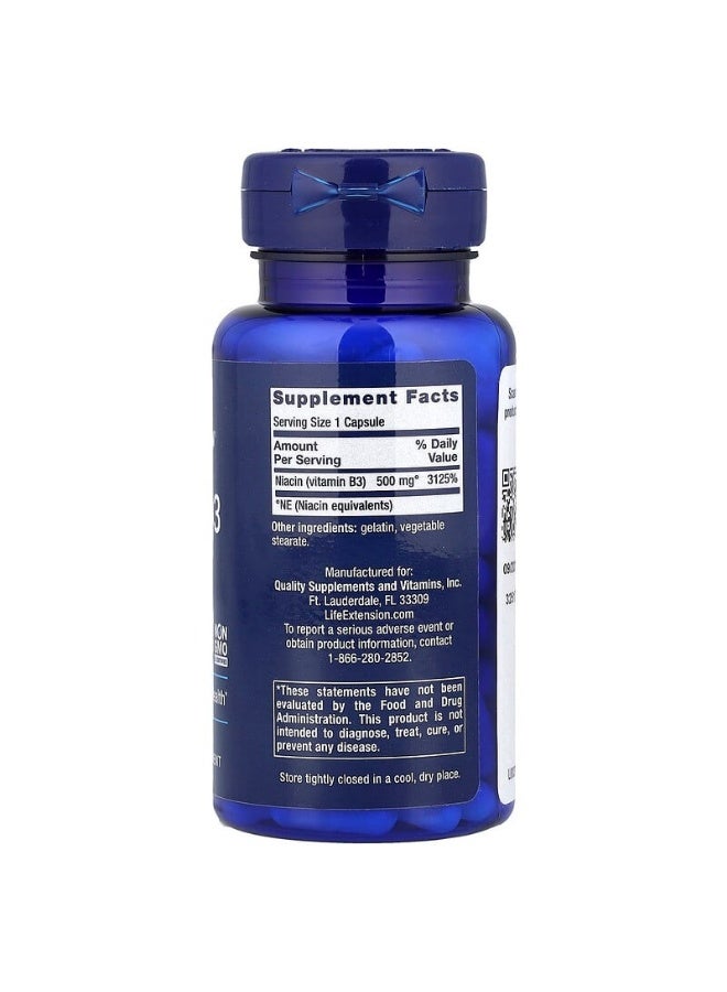 Life Extension Life Extension, Vitamin B3 Niacin, 500 mg, 100 Capsules  - Image 2