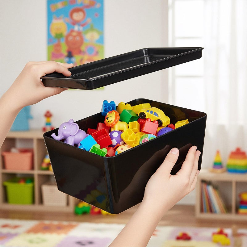 JOUTYFOR 2 Pcs Storage Bins With Lids Multipurpose Stackable Plastic Containers for Home and Office Organization (5 x 7 inches, Black) - Image 5