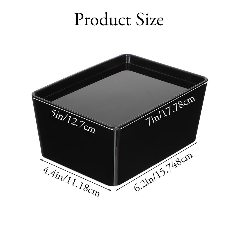JOUTYFOR 2 Pcs Storage Bins With Lids Multipurpose Stackable Plastic Containers for Home and Office Organization (5 x 7 inches, Black) - Image 2