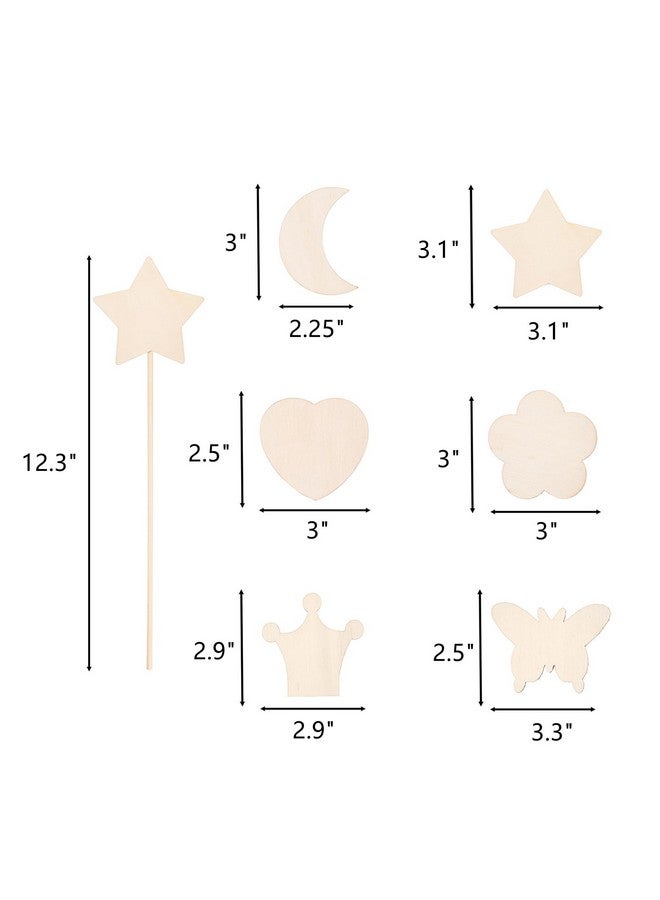Frcctre 36 Pieces Princess Fairy Wands Kit Make Your Own Princess Wand Diy Art Craft Magical Wand Include 36 Pcs 6 Styles Unfinished Wooden Princess Wand 36 Pcs Ribbons 3 Pcs Gem Stickers - Image 2