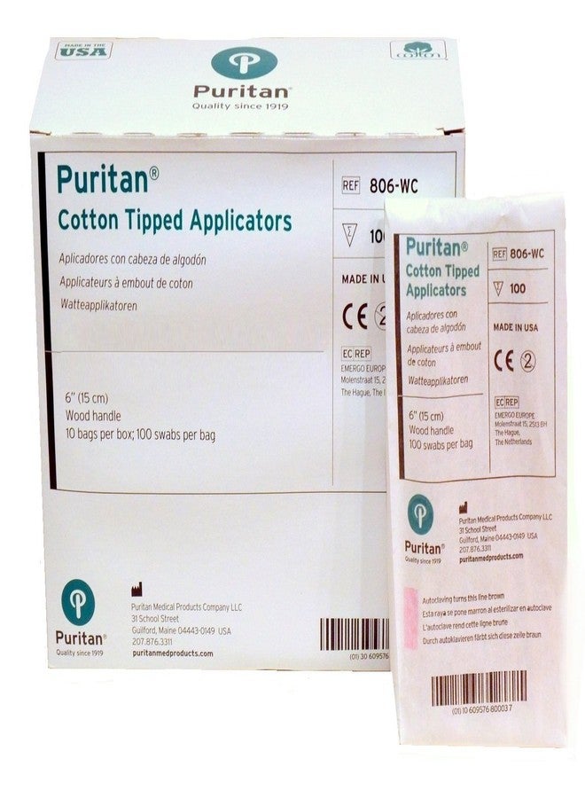 Puritan 806-WC Cotton Tipped Non-Sterile Applicators/Swabs with Wood Shaft, 1/10" Diameter, 6" Overall Length (1000 Per Box) - Image 2