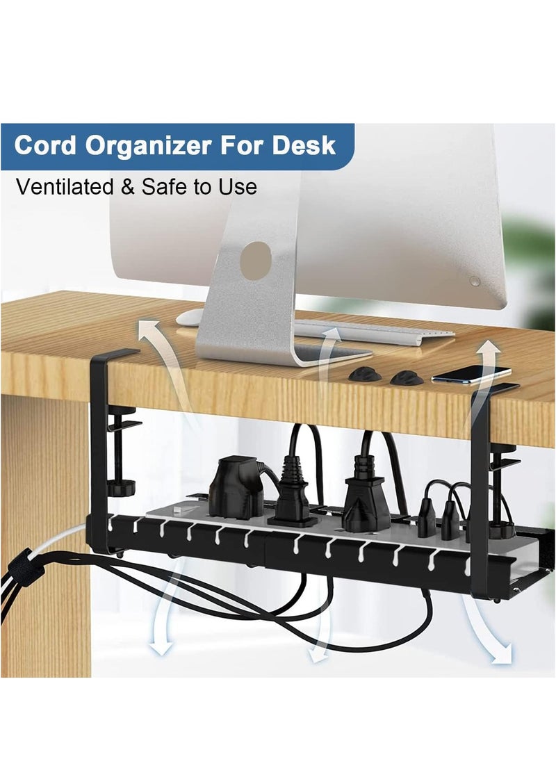 Adjustable Under Desk Cable Tray with Clamp – No Drill Wire Basket for Office, Metal Cord Organizer for Computer u0026 Power Cables - Image 2