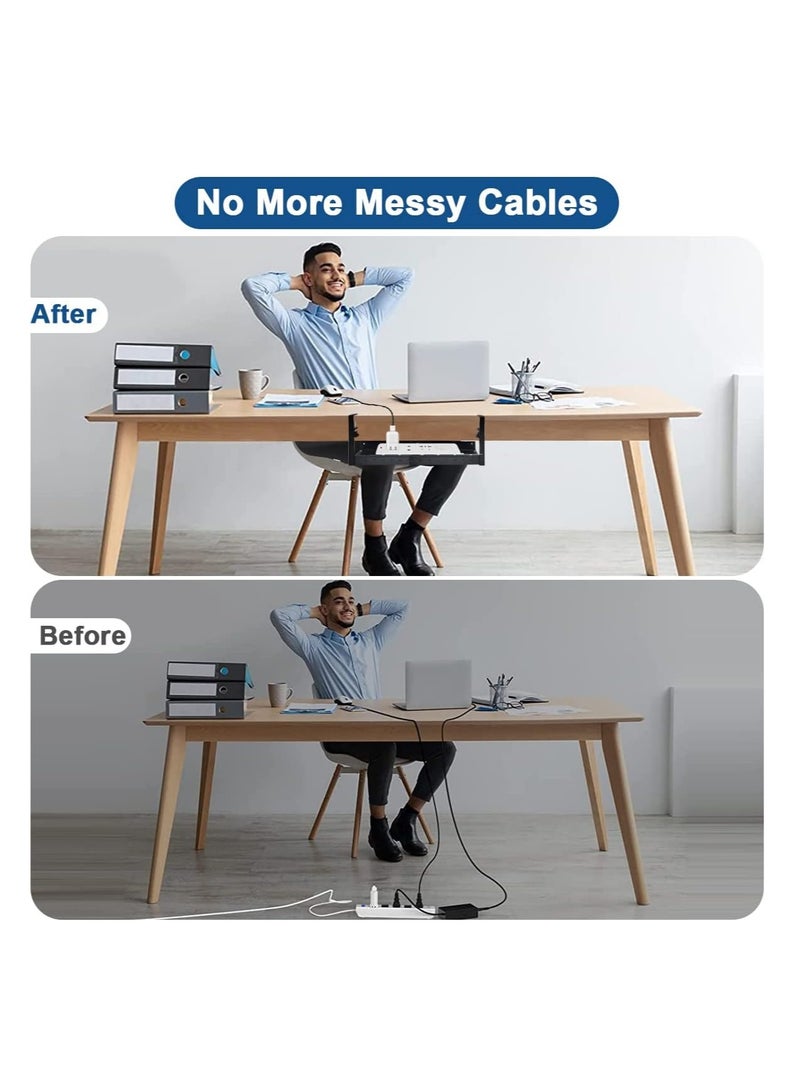 Adjustable Under Desk Cable Tray with Clamp – No Drill Wire Basket for Office, Metal Cord Organizer for Computer u0026 Power Cables - Image 4