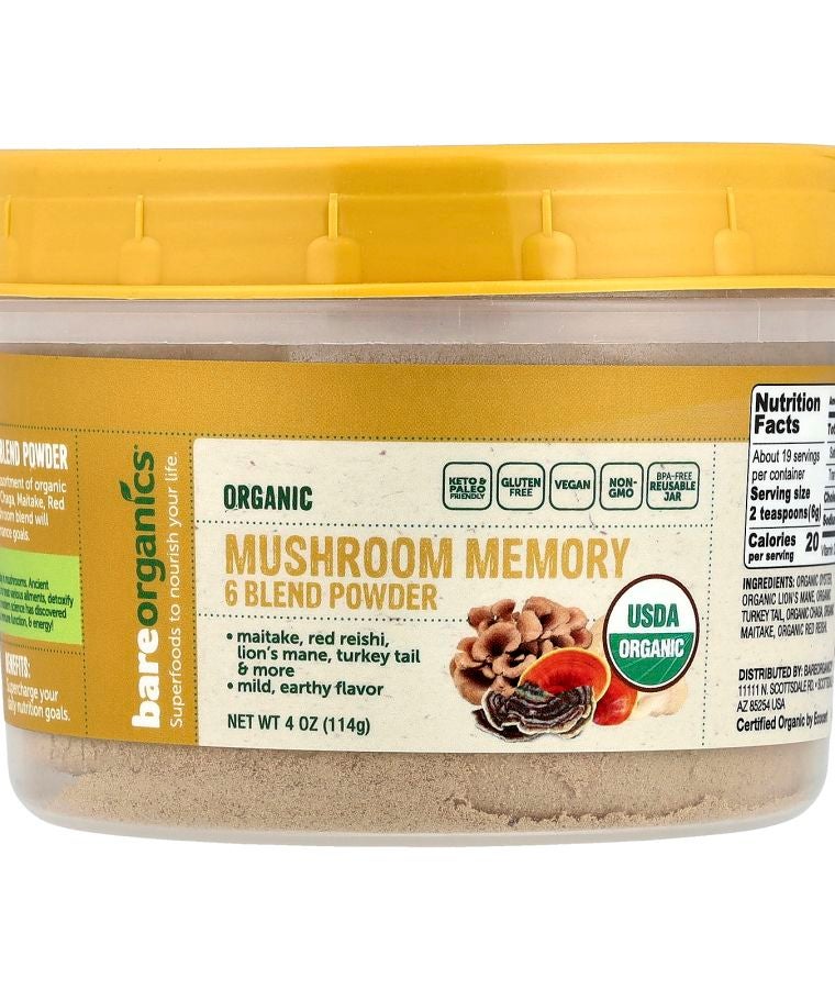 Organic Mushroom Memory 6 Blend Powder 4 oz (114 g)