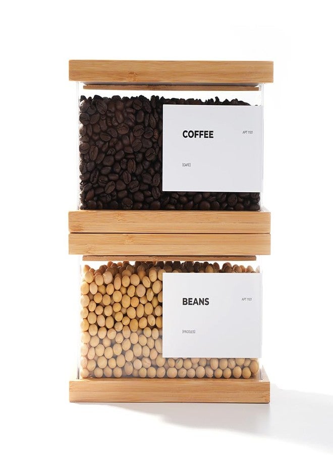 APT 1101 Bamboo Food Dispenser | Kitchen Organizers and Storage | Airtight Pantry Organizers and Storage Container | Cereal, Rice, Flour, Snack Storage (2, Short Rectangular) - Image 1