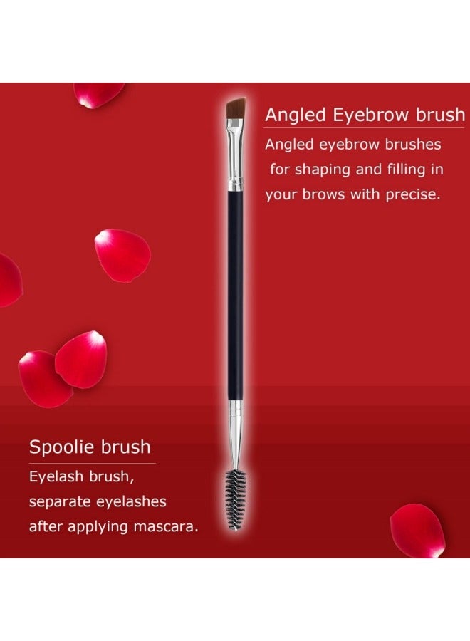 Generic Double Eyebrow Brush, Slanted Eyebrow Brush and Spoolie Brush, Eyebrow Brush and Eyelash Comb Tool (1pc Cherry Pink)  - Image 2
