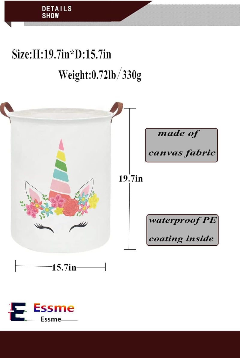 ESSME Unicorn Hamper,Kids Laundry Basket Collapsible Canvas Waterproof Girls Hamper for Girls Room Decor, Nursery Hamper,Gift Baskets,Bedroom,(unicorn decor) - Image 5