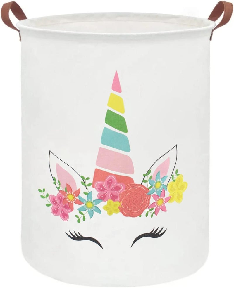ESSME Unicorn Hamper,Kids Laundry Basket Collapsible Canvas Waterproof Girls Hamper for Girls Room Decor, Nursery Hamper,Gift Baskets,Bedroom,(unicorn decor) - Image 1