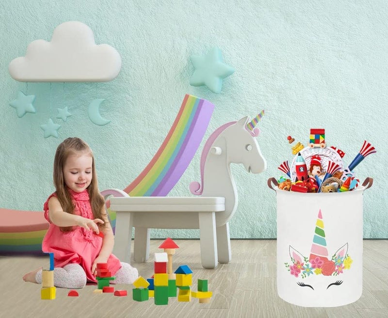 ESSME Unicorn Hamper,Kids Laundry Basket Collapsible Canvas Waterproof Girls Hamper for Girls Room Decor, Nursery Hamper,Gift Baskets,Bedroom,(unicorn decor) - Image 2