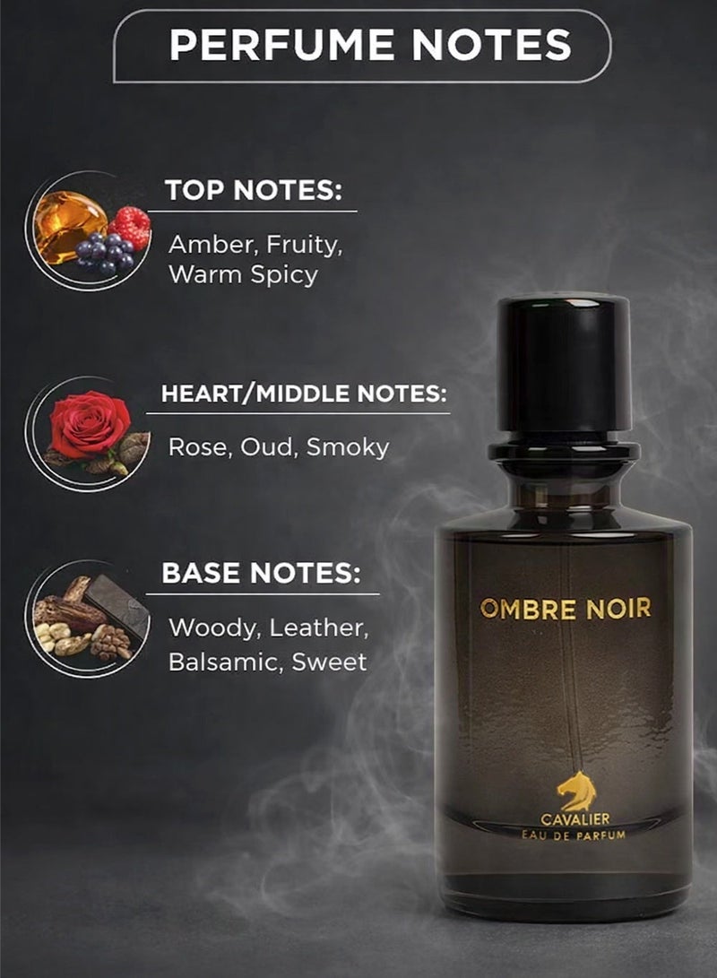 Cavalier Perfume Elegant Ombre Noir Perfume 100ml | Long Lasting Unisex Perfume with Amber, Oud, Leather & Rose Notes | Luxury Unisex Eau de Parfum - Image 2