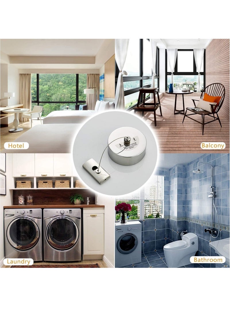 Retractable Clothesline Heavy Duty Clothes Drying Laundry Line Indoor Outdoor Wall Mounted Clothes Dryer Rope Clothing Retracting Adjustable Stainless Steel Line 2.8m (Stainless)  - Image 2