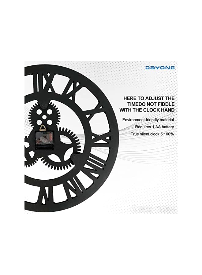DAYONG Decorative Wall Clock,Large Wooden Vintage Industrial Rustic Clocks,3D Steampunk Roman Numeral Wall Clock for Home,Living Room,Dining Room,Study Rooms,Farmhouse,Offices,Shops (Silver) - Image 4