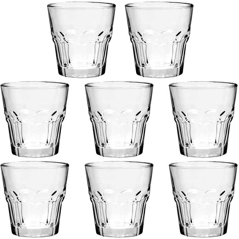 Maredash Rock Bar Stackable Beverage Glasses  Set Of 8 Dishwasher Safe Drinking Glasses For Soda Juice Milk Coke Beer Spirits  5oz Durable Tempered Glass Water Tumblers For Daily Use