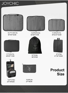 Joychic 8 Piece Travel Packing Cubes for Suitcases Lightweight Trip Essential Bag with Toiletries Bag for Clothes Shoes Cosmetics Toiletries Black  - Image 4