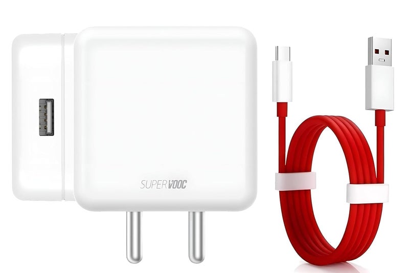 StuffHoods OneePlus 80W SUPERVOOC Fast Charger Type-C Cable | 80W USB Charger for OneePlus, Realmee, Oppoo, Redmi, Xiaomi, Poco, iQOO, Samsungg | Supports Dart, Dash, Warp, Vooc, SuperVooc, QC 3.0 Charge (Combo) - Image 1