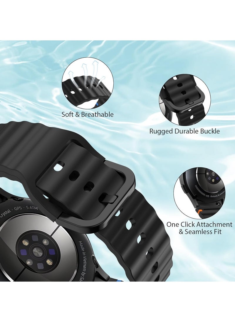20MM Silicone Strap Compatible With Samsung Galaxy Watch 7 40mm/44mm,No Gap Soft Strap for Galaxy Watch 6,5,4,FE Band 40mm/44mm,Black - Image 4