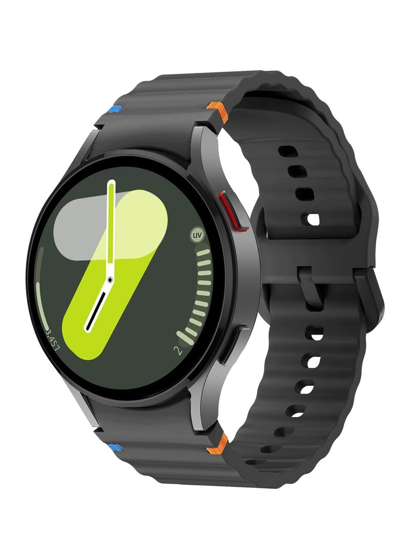 20MM Silicone Strap Compatible With Samsung Galaxy Watch 7 40mm/44mm,No Gap Soft Strap for Galaxy Watch 6,5,4,FE Band 40mm/44mm,Black - Image 1