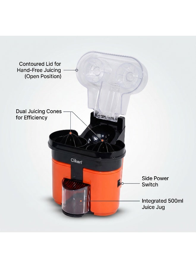 Clikon Citrus Juicer | 90W Power | Convenient Citrus Juice Preparation | Practical Kitchen Appliance | 2-Year Warranty | CK2258 | Black & Orange 90 W CK2258 white - Image 2