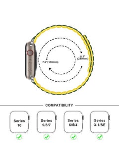Anlinser Magnetic Bands Compatible with Apple Watch Band 49/46/45 44/42/41/40/38mm, Women Men Double Side Reversible Strap for iWatch Ultra 2 Series 10/9/8/7-1 SE (42/41/40/38, Green/Yellow)  - Image 4