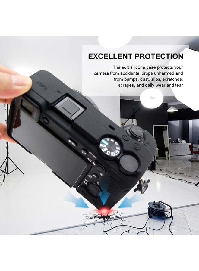 Easy Hood حافظة لكاميرا سوني A6600 ألفا 6600 ILCE-6600 بدون مرآة، غلاف واقي من السيليكون الناعم المقاوم للخدوش (أسود) - Image 3