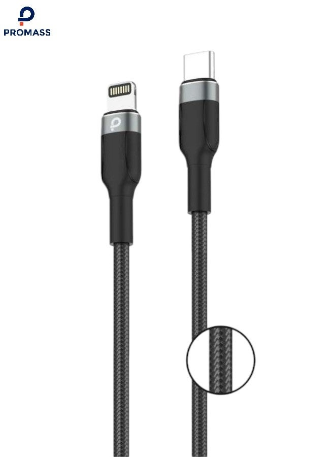بروماس كيبل شحن سريع مضفر بطول 1 متر معتمد, منفذ USB C الى لايتنيج متوافق مع هواتف ايفون 14 برو/ 14 برو ماكس/ 14/ 14 بلس/13/12/11/X/8/7/ ايباد 9 - Image 1