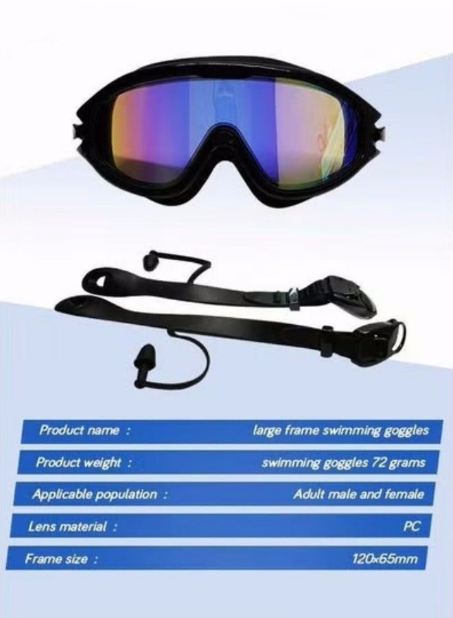 Generic Adult Large Frame Swimming Goggles, No Leak Swim Goggles with Integrated Earplugs, Wide Field of View High Definition Anti-fog UV Protection Pool for Men Women Black - Image 5