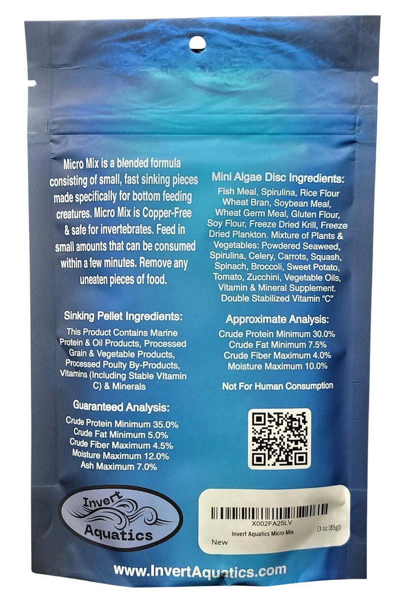 Invert Aquatics Micro Mix - Sinking Blended Diet for Snails, Shrimp & Bottom Feeding Fish (3 oz (85g)) - Image 3