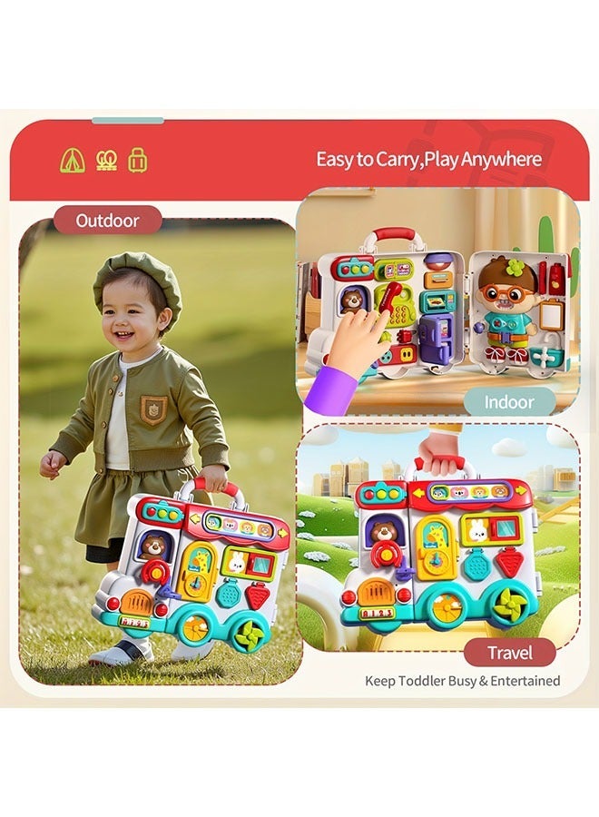 54-in-1 Multi Functional Busy Car Toy for Youngsters 1-3 - Bilingual English & Spanish Early Learning with Interactive Activities (Shapes, Numbers, Letters) Educational Gift Boys Girls, White/Red, Battery Powered, - Image 4