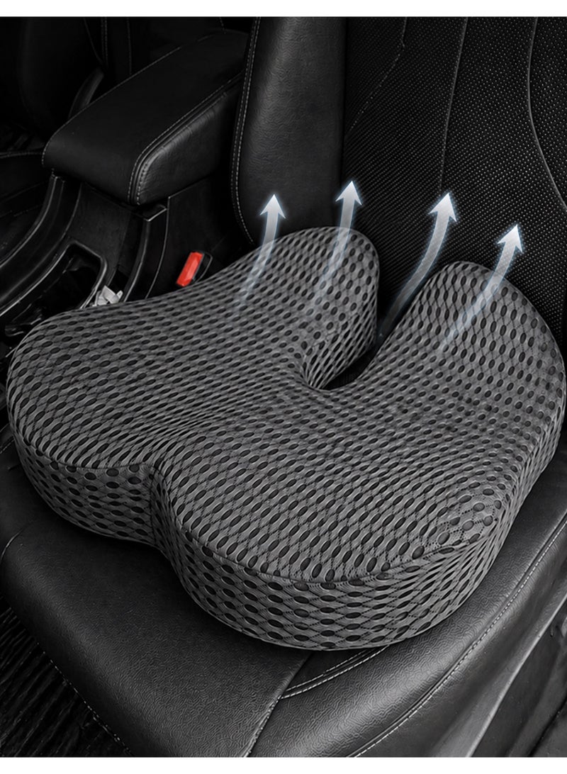 Haomian Upgraded Thick Car Seat Cushion, Breathable 3D Mesh Memory Foam, Widen Design for Hip Support, Relieves Pain & Improves Posture - Image 1