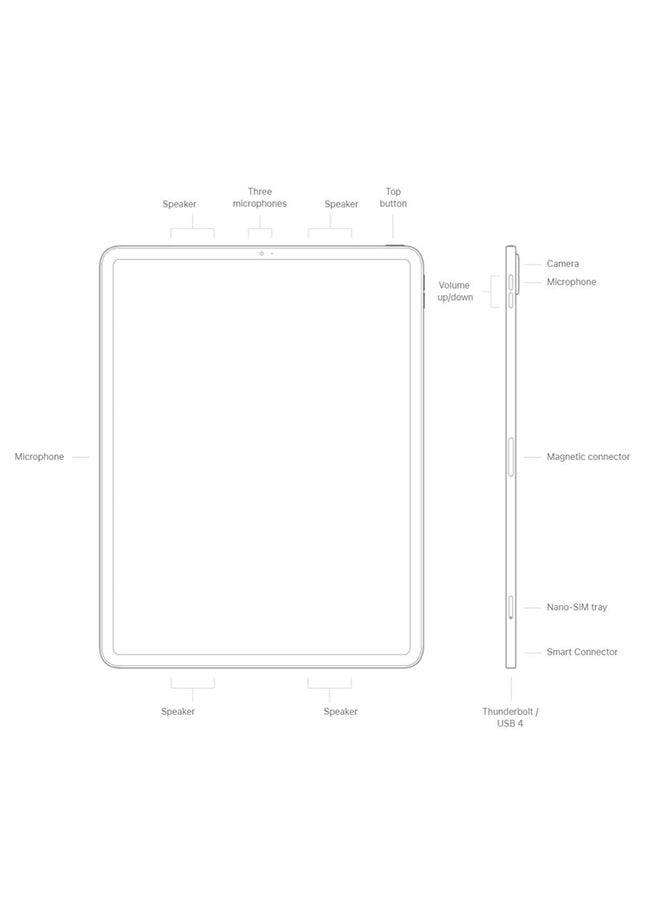 ابل  iPad Pro 2022 (الجيل السادس) مقاس 12.9 بوصة وسعة 128 جيجابايت ويدعم الجيل الخامس 5G باللون الرمادي - إصدار الشرق الأوسط - Image 3