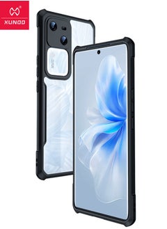 XUNDD VIVO V30 5G Case, Transparent Acrylic Back Panel + Black TPU Soft Frame Case Cover, Military Grade Anti-Drop Shockproof Case for VIVO V30, Super Anti-Fall Back Cover for VIVO V30 5G, Clear/Black  - Image 1