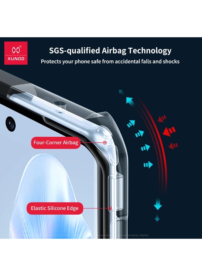 إكسوند حافظة VIVO V30 5G، لوحة خلفية من الأكريليك الشفاف + غطاء إطار ناعم من مادة TPU باللون الأسود، حافظة مقاومة للصدمات من الدرجة العسكرية لهاتف VIVO V30، غطاء خلفي فائق مضاد للسقوط لهاتف VIVO V30 5G، شفاف  - Image 3
