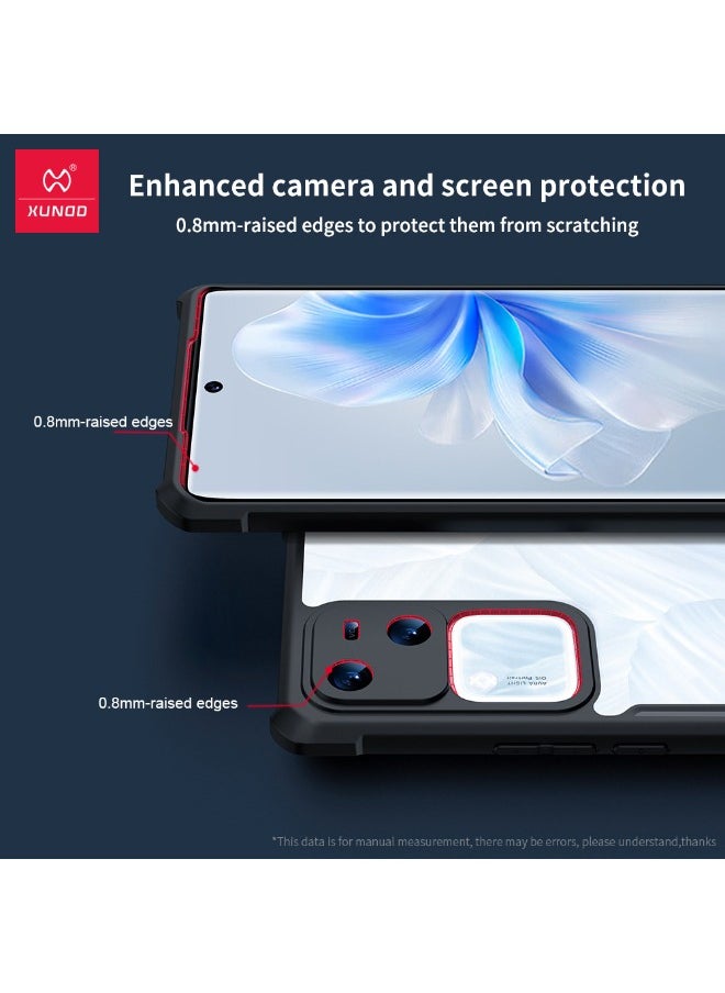 إكسوند حافظة VIVO V30 5G، لوحة خلفية من الأكريليك الشفاف + غطاء إطار ناعم من مادة TPU باللون الأسود، حافظة مقاومة للصدمات من الدرجة العسكرية لهاتف VIVO V30، غطاء خلفي فائق مضاد للسقوط لهاتف VIVO V30 5G، شفاف  - Image 4