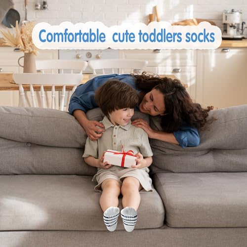 Tphon Toddler Baby Non Slip Socks Infant Anti Skid Socks with Grips 12 Pairs Crew Sock for 3-5 Years Kids Boys Girls - Image 4