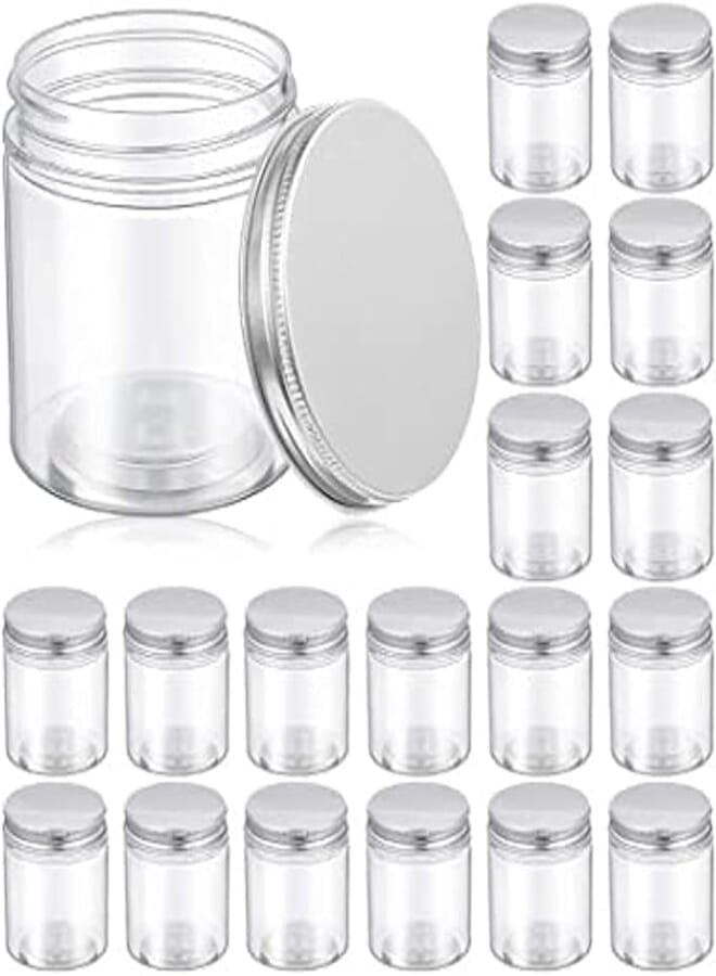 VOIDROP 18-Piece 150ML Plastic Jars With Lids - Clear Storage Containers for Cosmetics, Food, Seasonings - Refillable Kitchen and Cosmetic Jars