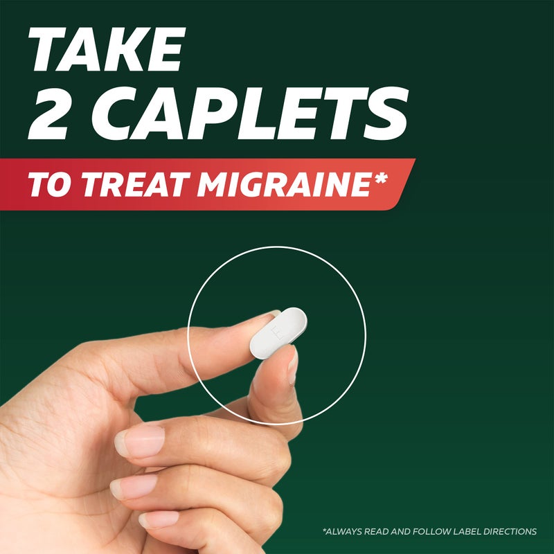 GlaxoSmithKline Excedrin Migraine Relief Caplets for Migraine Symptoms, Acetaminophen 250mg Caffeine 65mg, Pain Reliever, 100 Count - Image 2