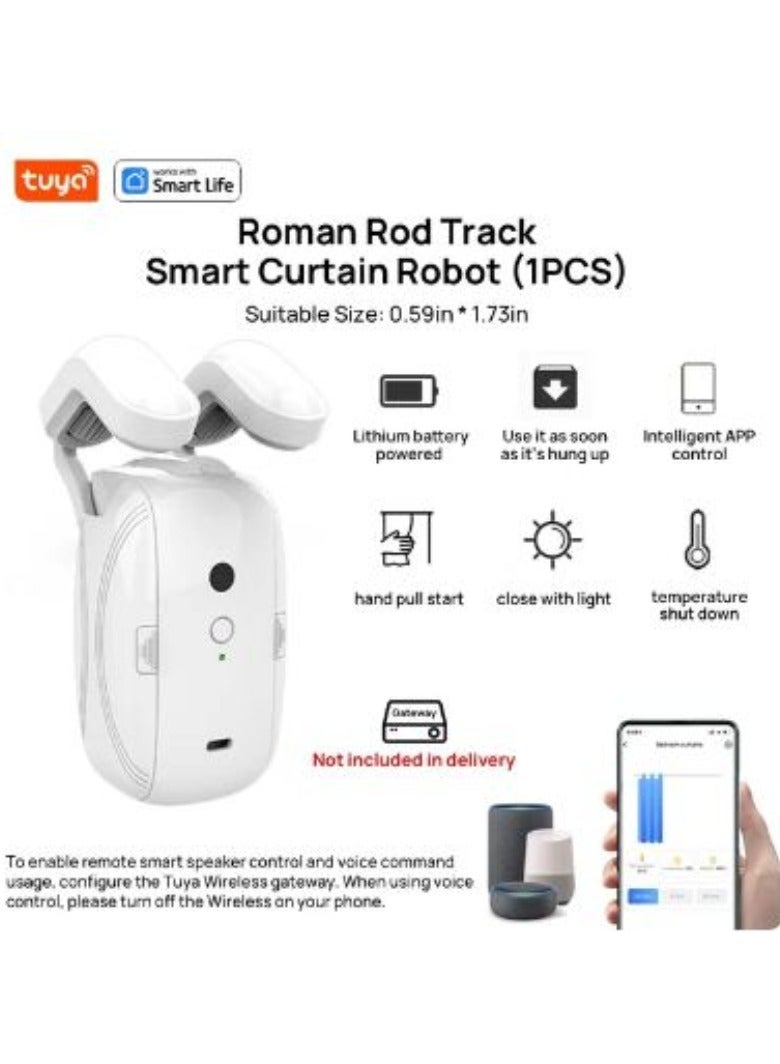 AROAQ 1pc Tuya Smart Curtain Robot, Roman Rod Track, APP Control,Single/Double (Works With Tuya Gateway For Remote Control） - Image 1
