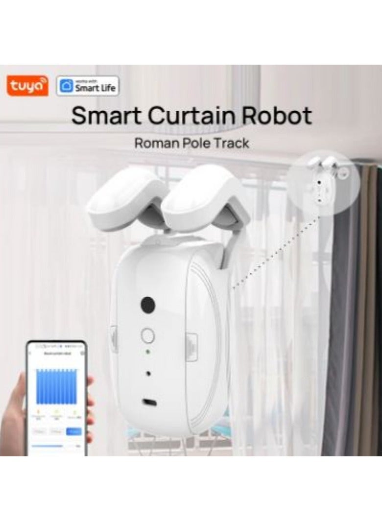 AROAQ 1pc Tuya Smart Curtain Robot, Roman Rod Track, APP Control,Single/Double (Works With Tuya Gateway For Remote Control） - Image 2