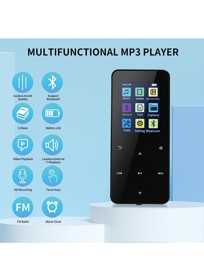 Generic - Metal Bluetooth MP3 Player with Touch Screen - 16GB Internal Memory + 128GB Expandable Card, Recording, FM, Bluetooth, and Speaker Function - Image 1
