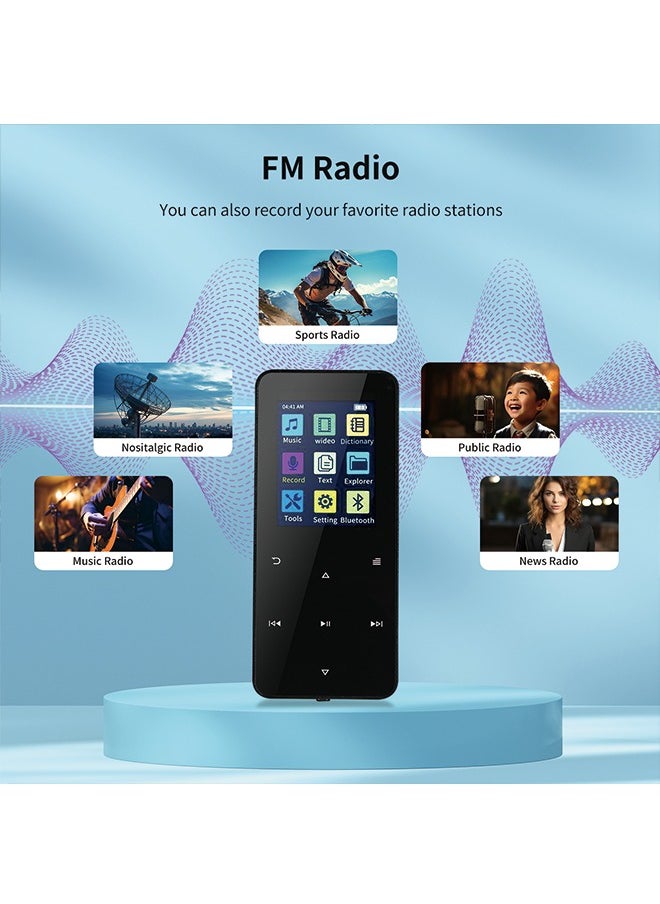 Generic - Metal Bluetooth MP3 Player with Touch Screen - 16GB Internal Memory + 128GB Expandable Card, Recording, FM, Bluetooth, and Speaker Function - Image 1