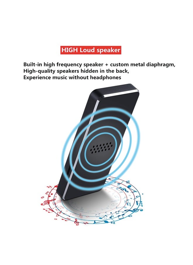 Generic - Metal Bluetooth MP3 Player with Touch Screen - 16GB Internal Memory + 128GB Expandable Card, Recording, FM, Bluetooth, and Speaker Function - Image 1